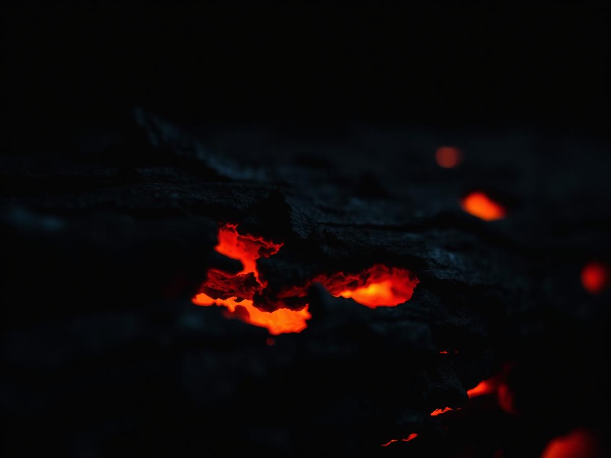 Charred wood with glowing embers